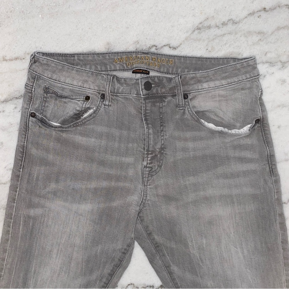 Gray American Eagle Extreme Flex Slim Taper Fit Jeans
